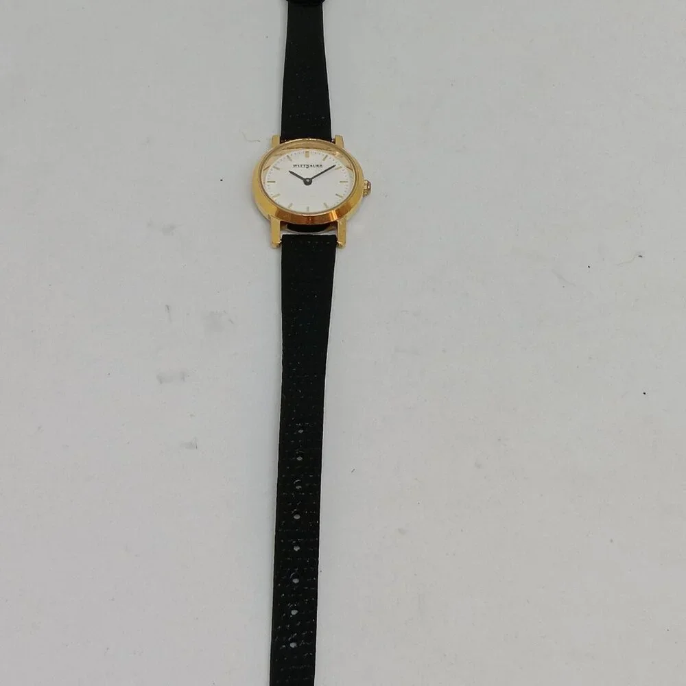 Wittnauer JV2527 Women's 24mm Gold Tone White Dial Swiss Quartz Watch NEW BATT